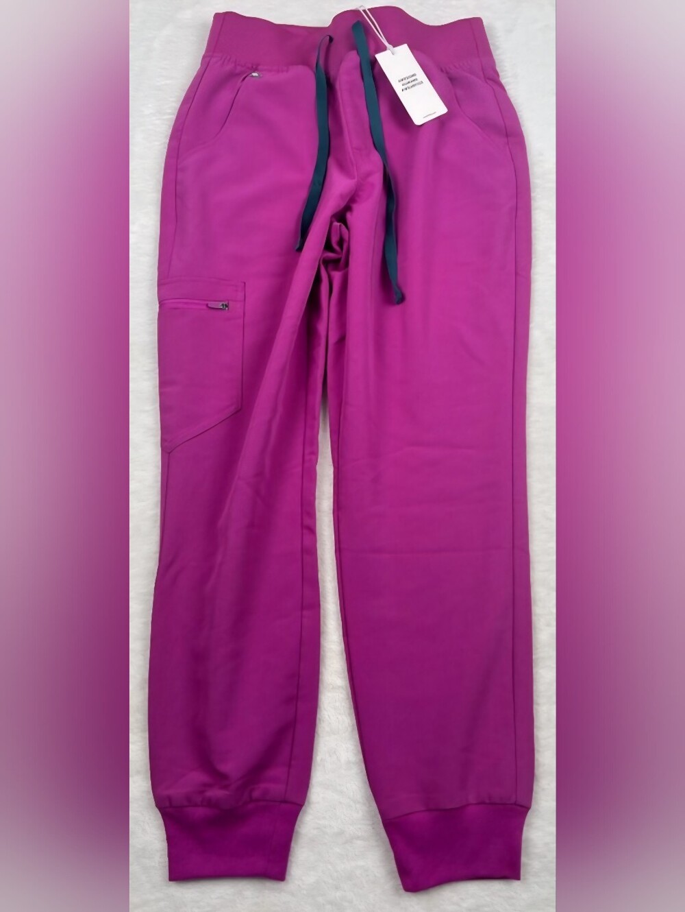 FIGS High Waisted Zamora Jogger Scrub Pants Bright Fuchsia S Petite NWT
